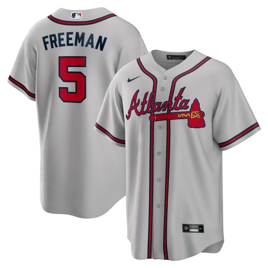 Mens Atlanta Braves Freddie Freeman Cool Base Jersey Grey