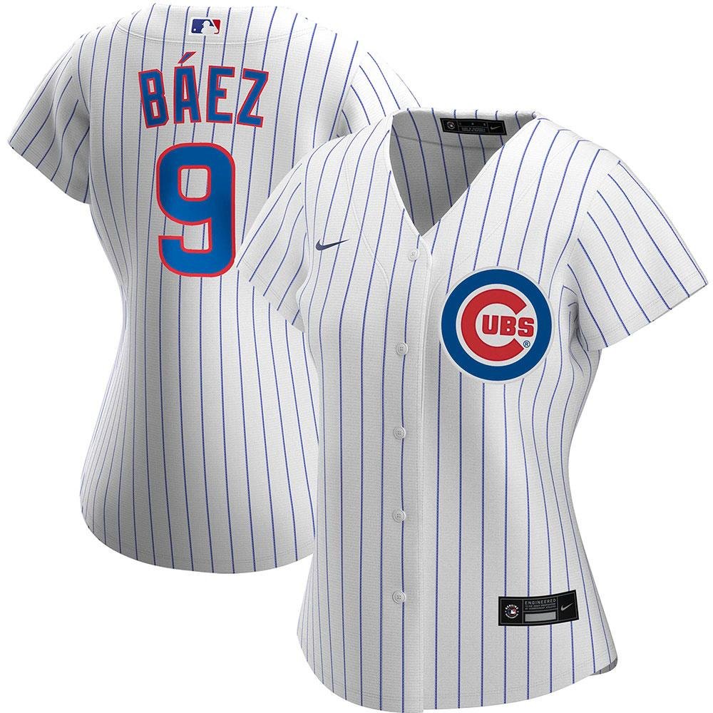 Womens Chicago Cubs Javy Baez Cool Base Jersey White