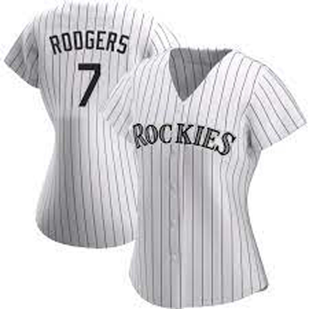 Womens Colorado Rockies Brendan Rodgers Cool Base Jersey White