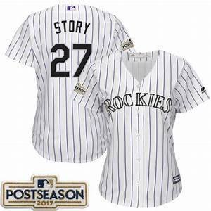 Womens Colorado Rockies Trevor Story Cool Base Jersey White