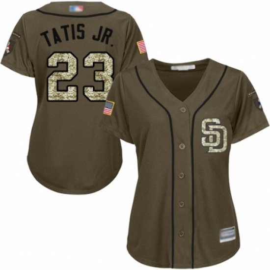 Womens San Diego Padres Fernando Tatis Jr. Salute to Service Cool Base Jersey Green